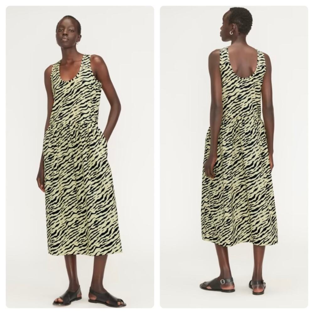 NWT Everlane The Poplin Summer Dress In Pale Yellow Tiger Stripe